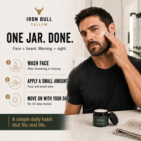 Iron Bull next to credit card to show 2oz size for travel-friendly convenience