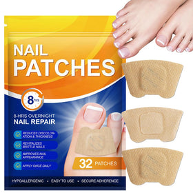 IRSRDOQU front packaging showing 32 moisturizing nail patches and clear benefits