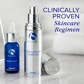 iS CLINICAL Moisturizing Complex in bathroom setting illustrating daily routine use
