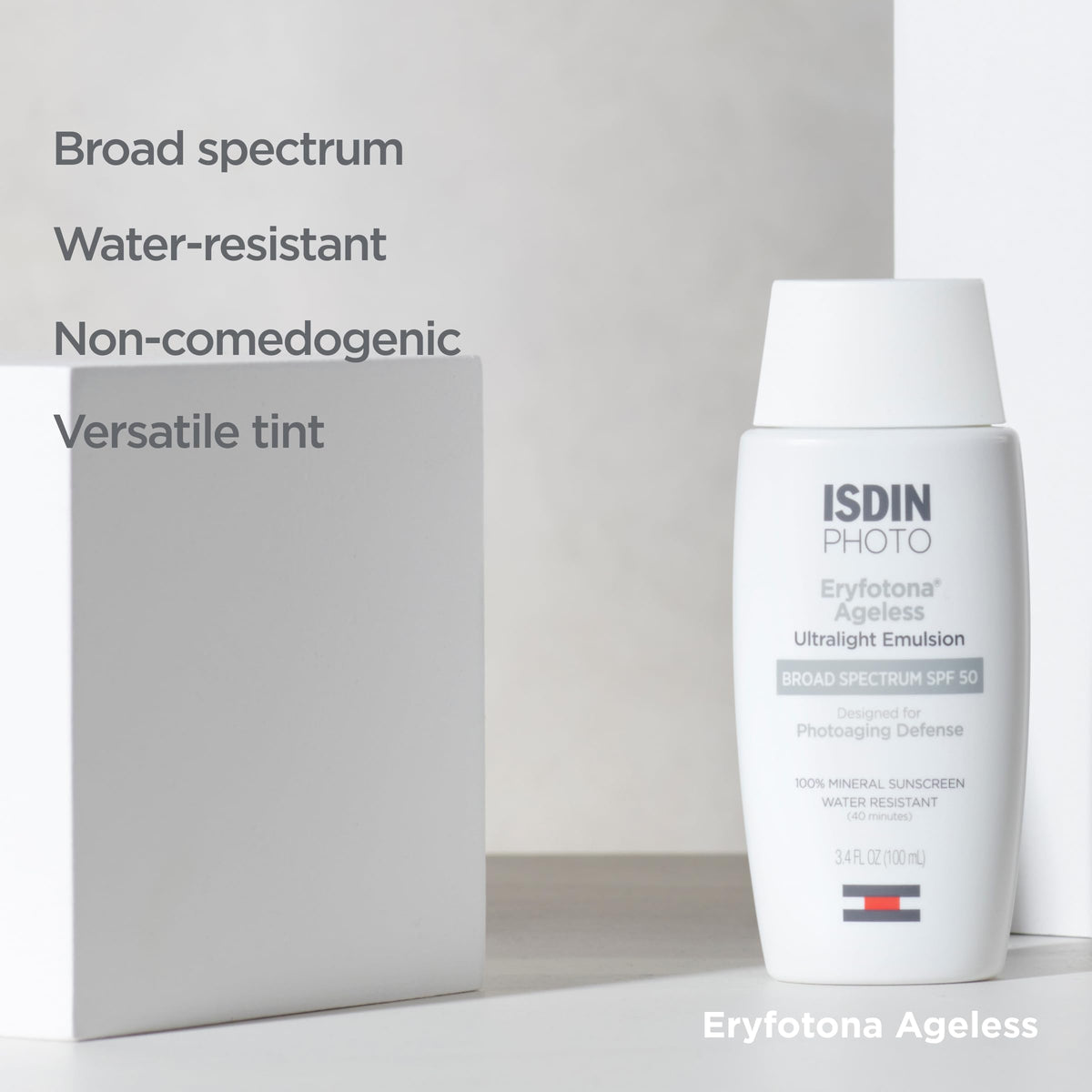 ISDIN ingredient label close-up showing zinc oxide and Repairsomes inclusion