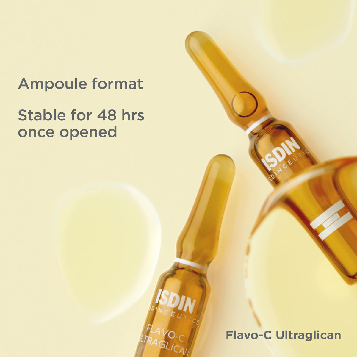 ISDIN Flavo-C group of ampoules illustrating daily dosing convenience