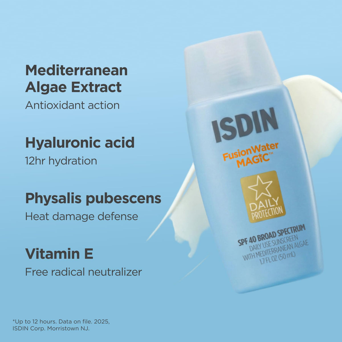 ISDIN spread on hand illustrating invisible finish benefit