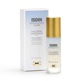 ISDIN bottle front view showing compact hydrating serum and clear labeling for travel convenience