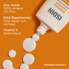 ISDIN worn outdoors on face demonstrating daily sun protection in use