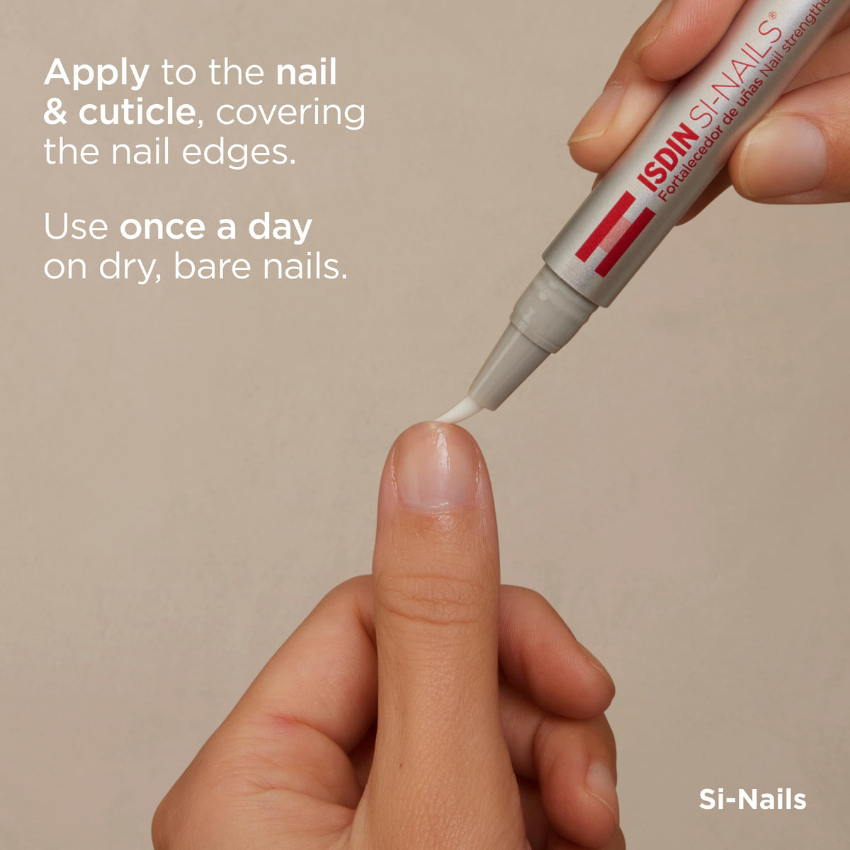 ISDIN Si-Nails bottle label closeup showing formulation and origin Spain