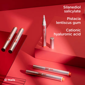ISDIN Si-Nails ingredient visual featuring silanediol and hyaluronic support
