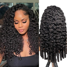 ISEE front view of Burmese curly half wig showing natural color and volume benefit