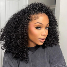 ISEE front view half wig showing natural hairline and easy blend