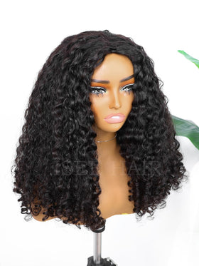 ISEE side profile of model wearing natural color wig showing seamless hairline benefit