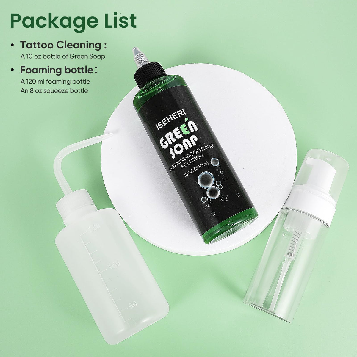 iseheri 120ml foaming bottle detail demonstrating easy foam dispensing benefit