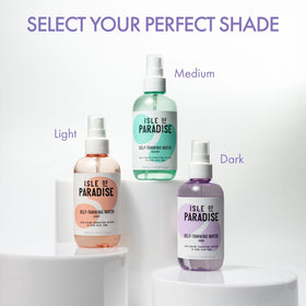 Isle of Paradise botanical ingredients flatlay showing hydrating blend