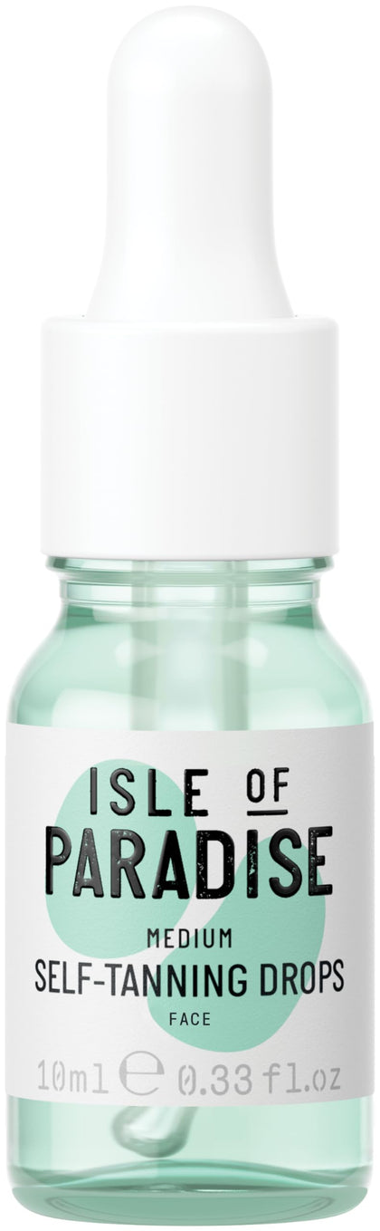 Isle of Paradise front packaging showing compact bottle and label, easy travel tan