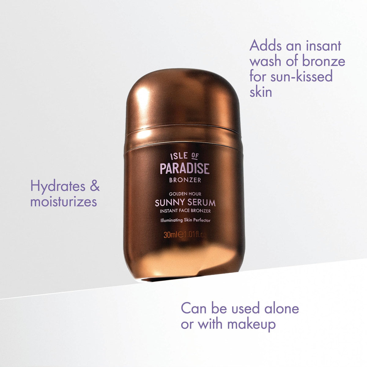 Isle of Paradise label close-up highlighting niacinamide and squalane benefits