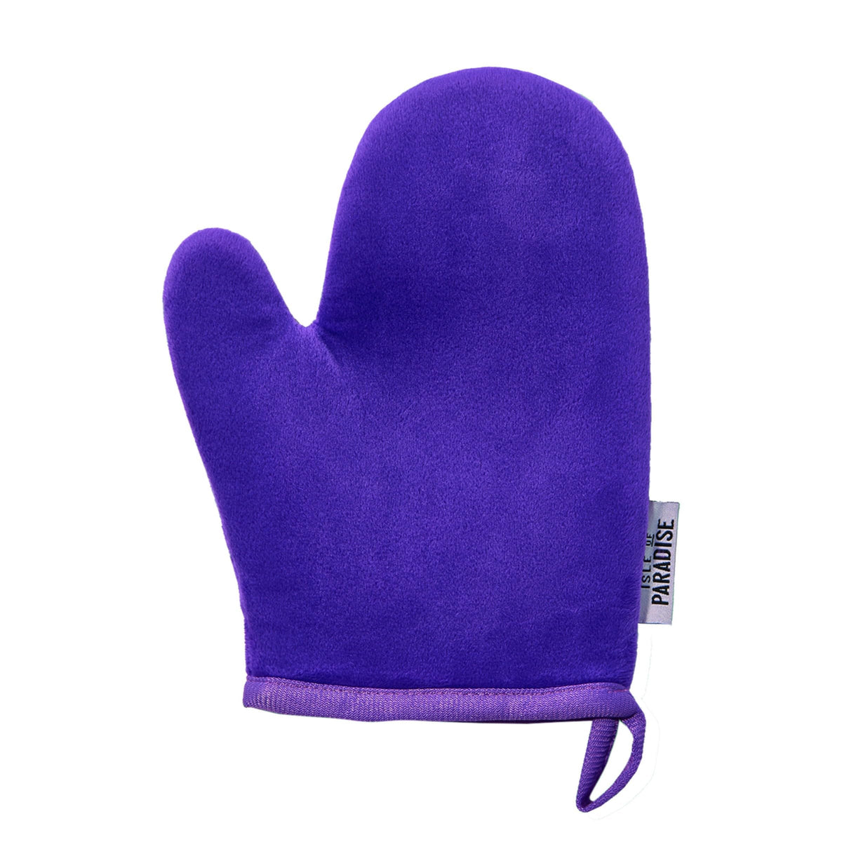 Isle of Paradise mitt front view showing plush double-sided design and easy grip benefit