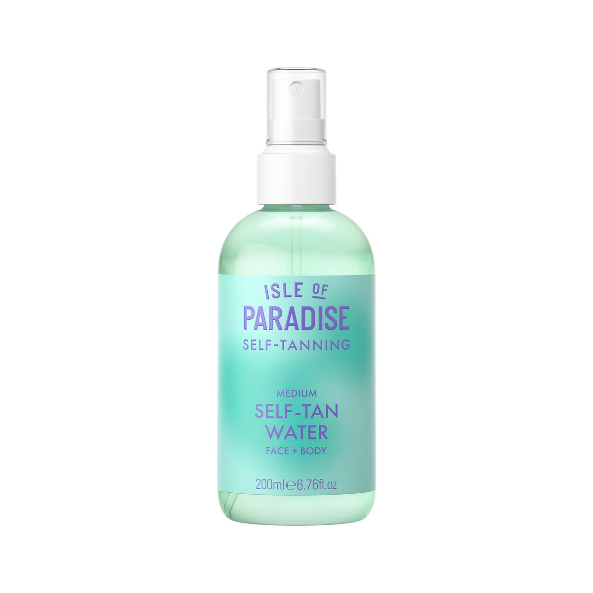 Isle of Paradise front packaging showing clear tanning water benefits