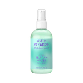 Isle of Paradise front packaging showing clear tanning water benefits
