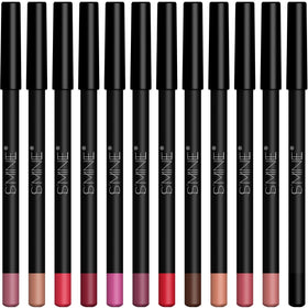 IS'MINE twelve slim lip pencils laid out to show color range and versatility