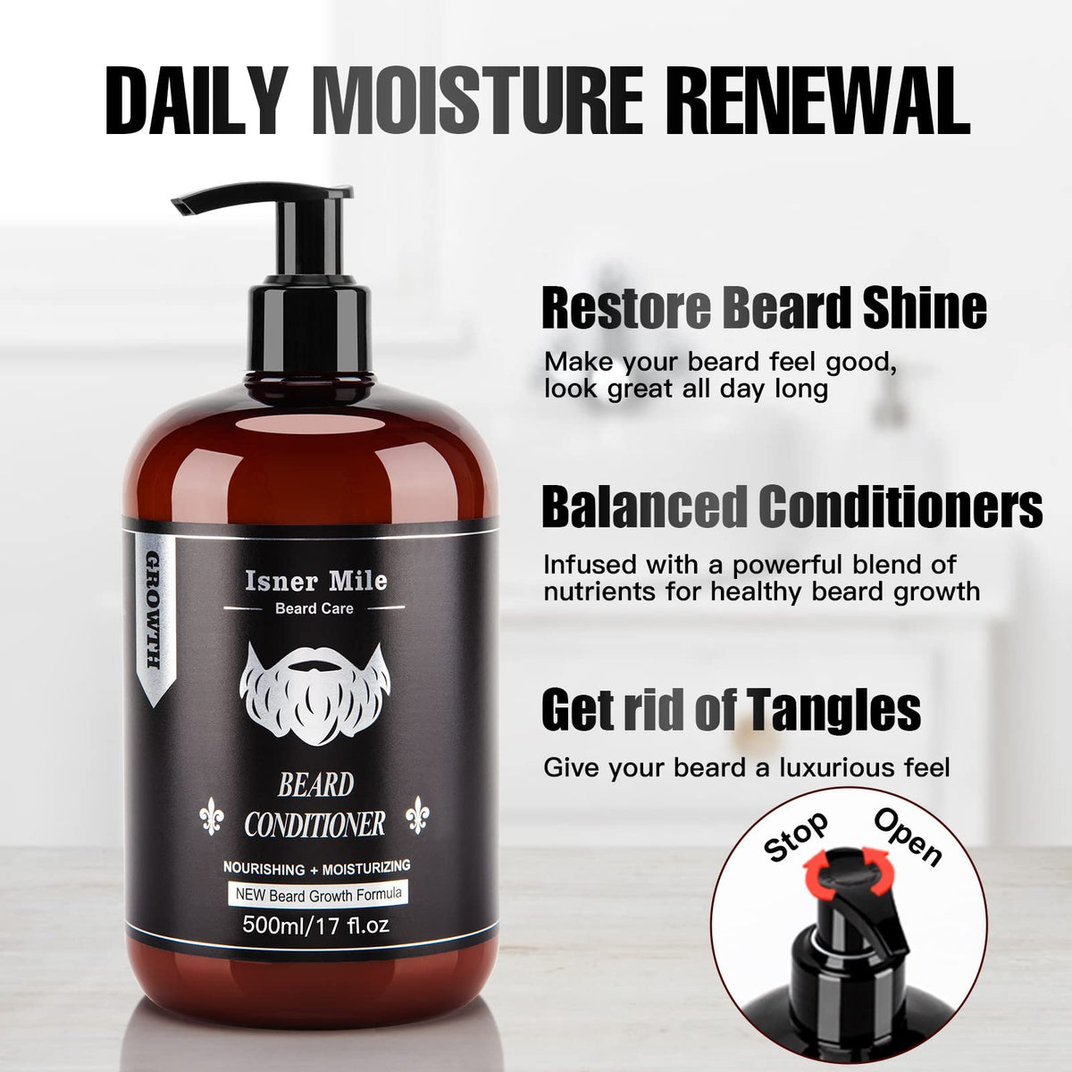 ISNER MILE conditioner cream showing rich consistency for softer beard