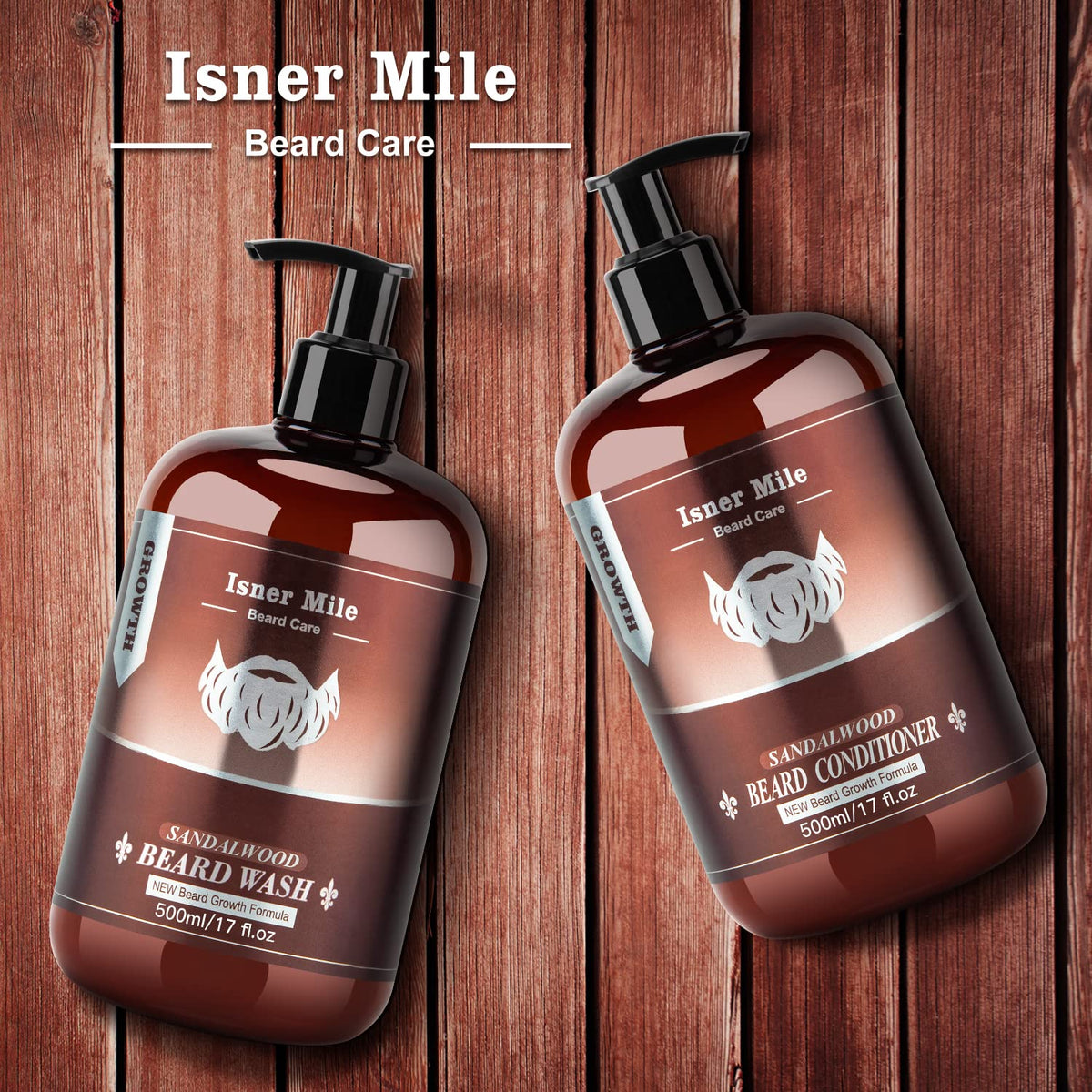 ISNER MILE lifestyle shot of man applying beard care offering easy daily grooming appeal