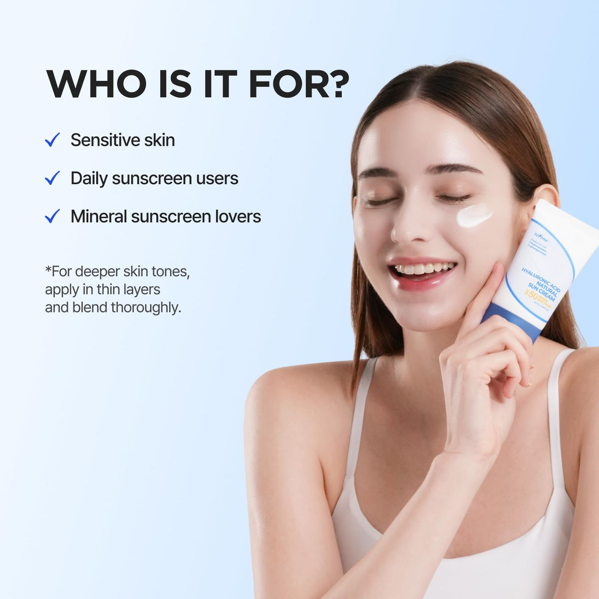 ISNTREE label close-up showing mineral sunscreen ingredients benefit