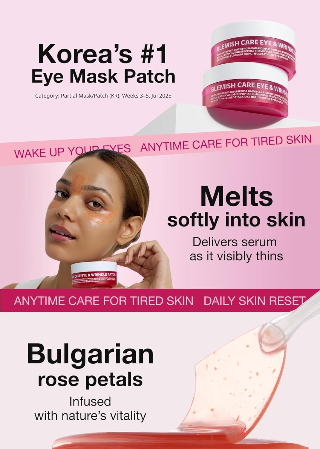 ISOI patch applied under eye, reduces puffiness and refreshes appearance