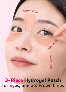 ISOI patch placed on forehead, targets fine lines and smooths skin