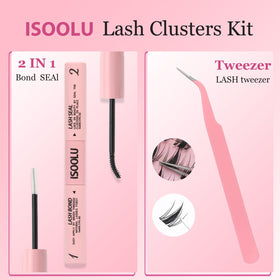 ISOOLU lashes in use on model demonstrating wide-span wispy finish