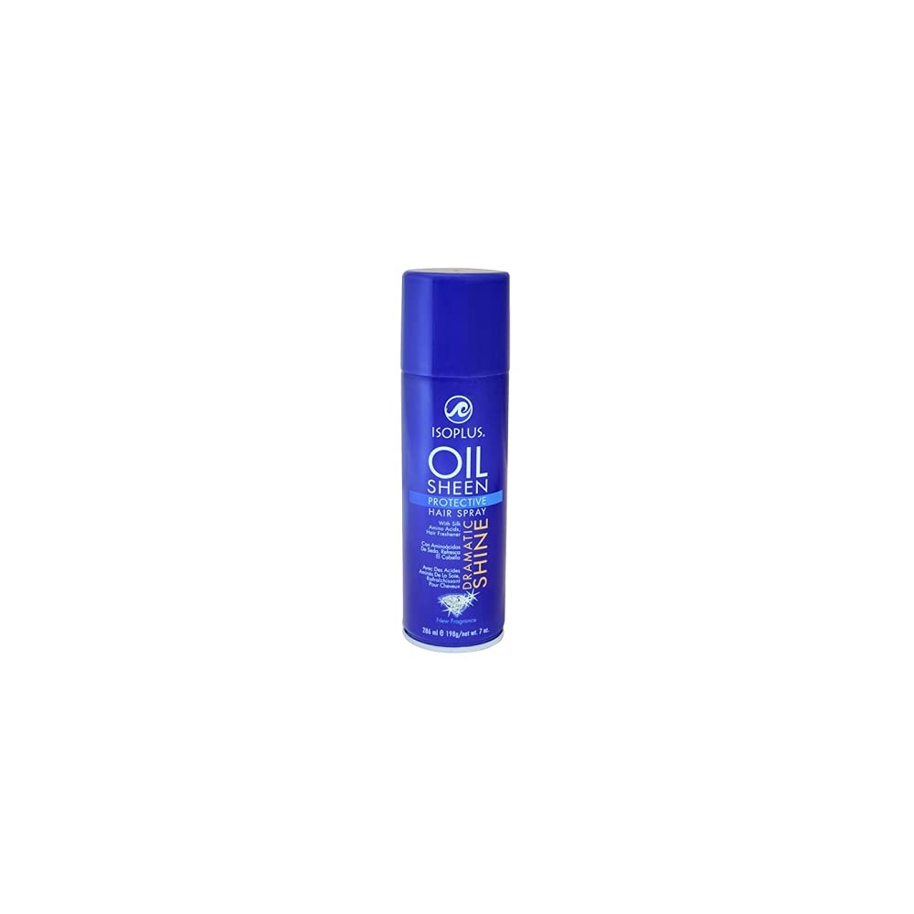 Isoplus Oil Sheen front packaging showing 7 oz can and product benefits