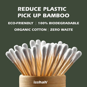 Isshah cotton tip macro detail highlighting soft, absorbent organic cotton