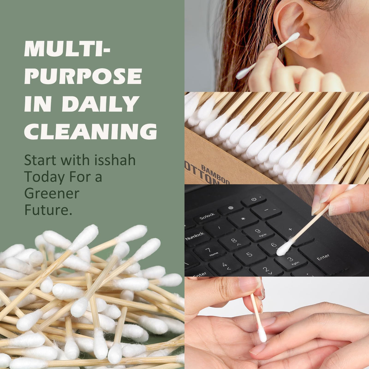 Isshah swabs in hand demonstrating size and comfortable grip for precise use