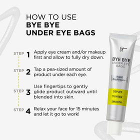 IT Cosmetics application under eye step demonstrating easy glide and targeted tightening benefit