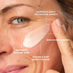 IT Cosmetics application with brush illustrating makeup-priming and smoothing benefit