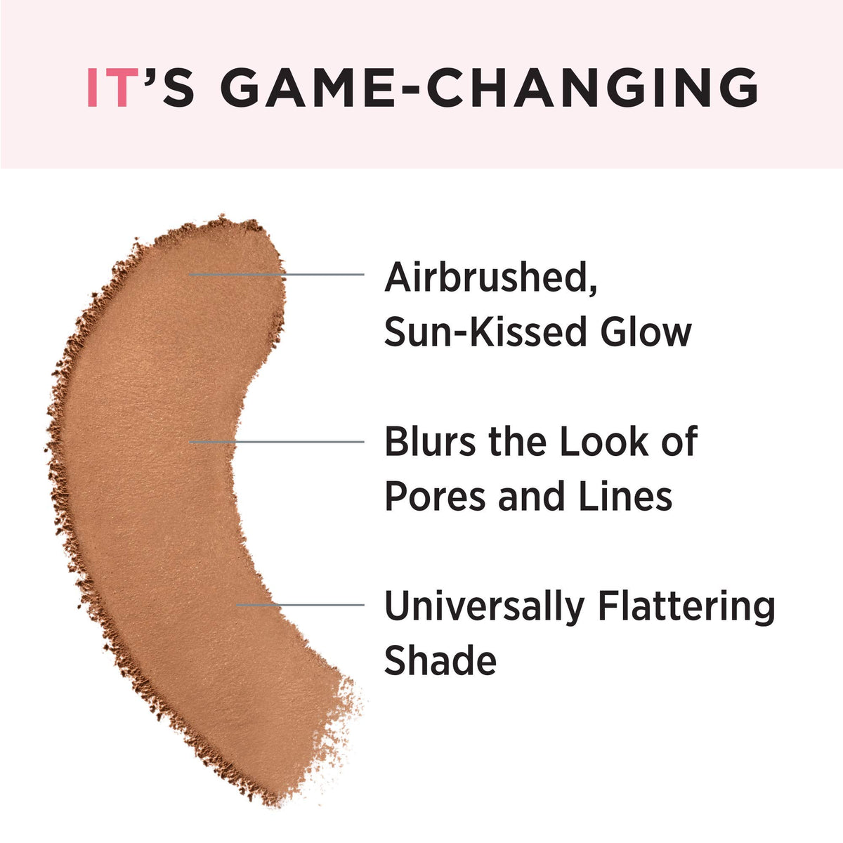 IT Cosmetics bronzer being applied with brush for natural blended warmth