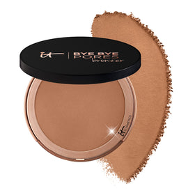 IT Cosmetics compact front view showing sleek packaging and travel convenience