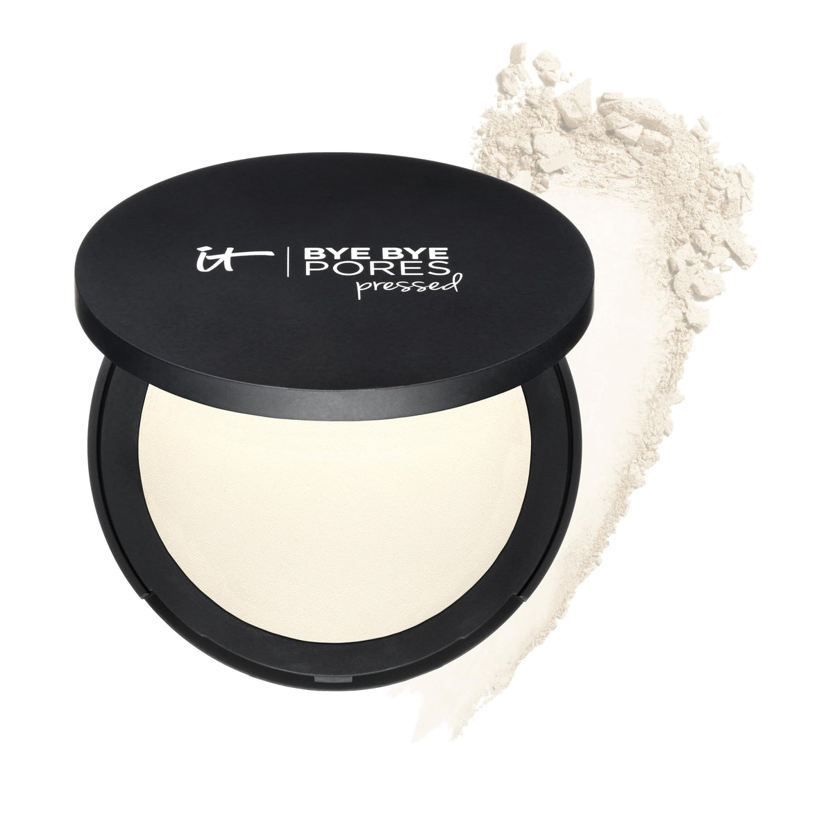 IT Cosmetics front compact showing sleek packaging and portable design benefit