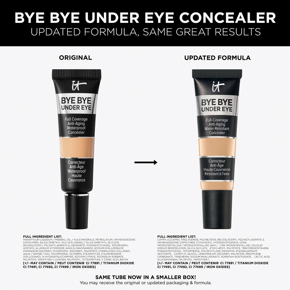 IT Cosmetics concealer inside a makeup bag staged for daily routine convenience