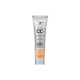IT Cosmetics front packaging of travel CC+ Cream showing compact pump travel-friendly protection