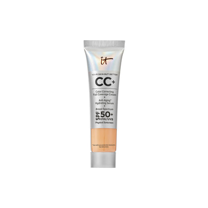 IT Cosmetics front packaging of travel CC+ Cream showing compact pump travel-friendly protection
