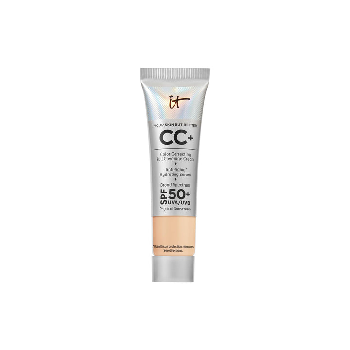 IT Cosmetics travel tube front view showing compact full-coverage cream