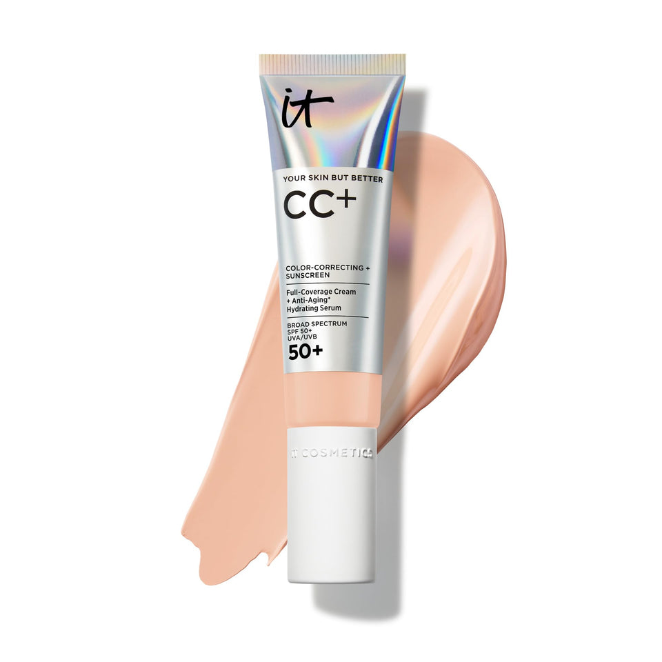 IT Cosmetics CC+ front packaging showing natural finish and SPF 50+ benefits