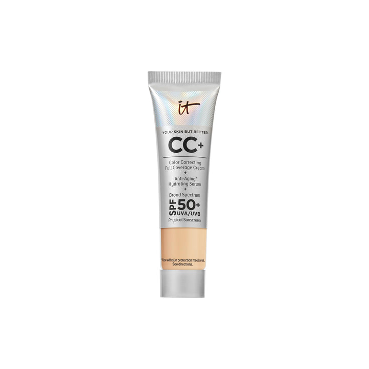 IT Cosmetics travel CC+ front packaging showing medium shade and SPF benefit