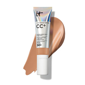IT Cosmetics front packaging in Tan showing product and shade benefits
