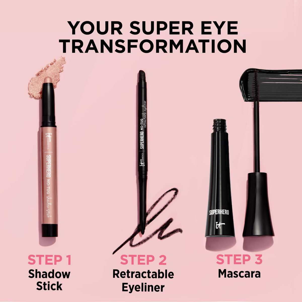 IT Cosmetics eyeliner inside a makeup bag for portable daily use and reliable touch-ups