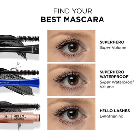 IT Cosmetics Superhero Mascara lifestyle application with model offering natural lifted lash effect