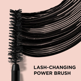 IT Cosmetics Superhero Mascara applied on model's closed eye demonstrating lifted, separated lashes