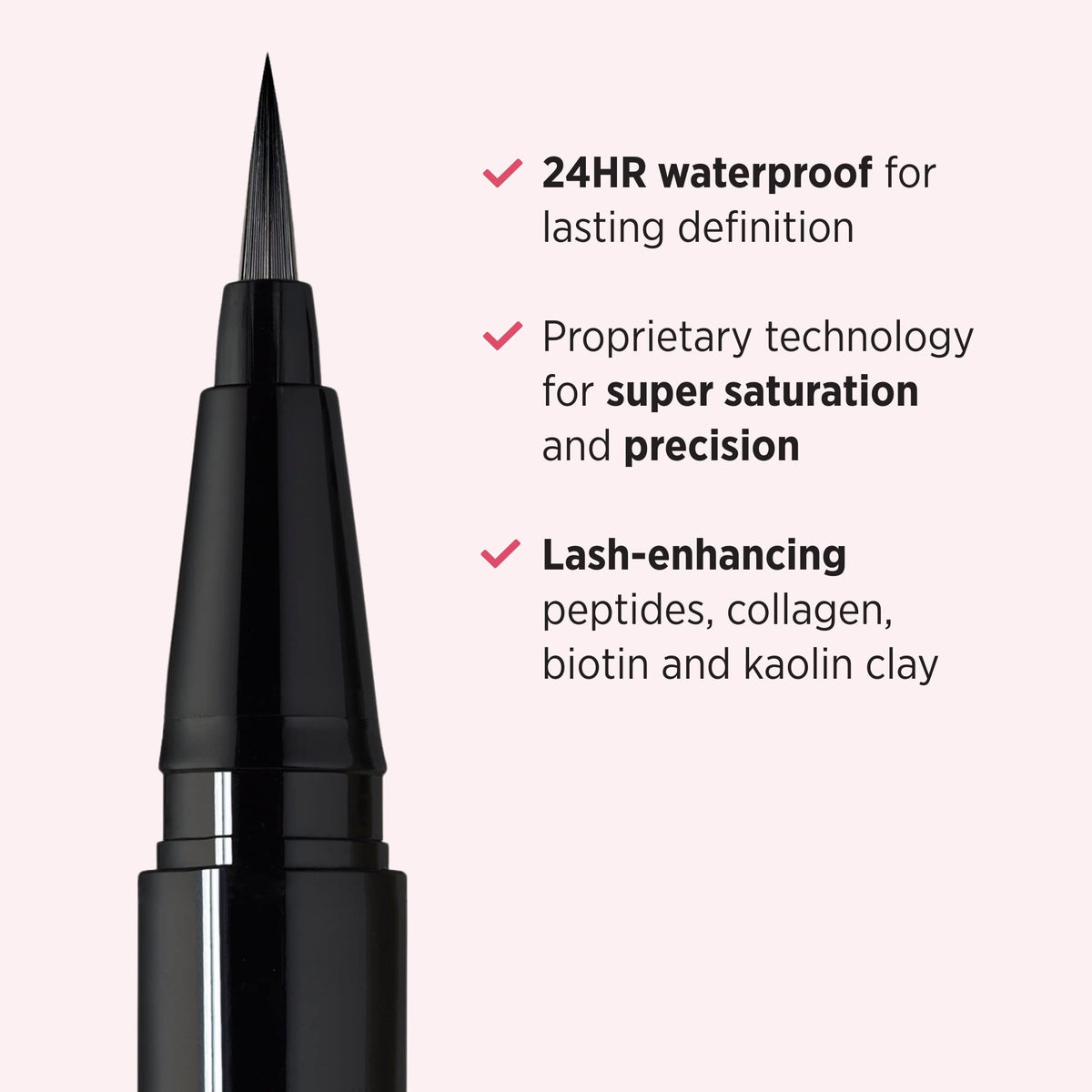 IT Cosmetics eyeliner applied to lashes demonstrating a crisp wing and waterproof, smudge-resistant finish