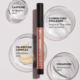 IT Cosmetics taupe blended with fingertip showing seamless diffusion and buildable color