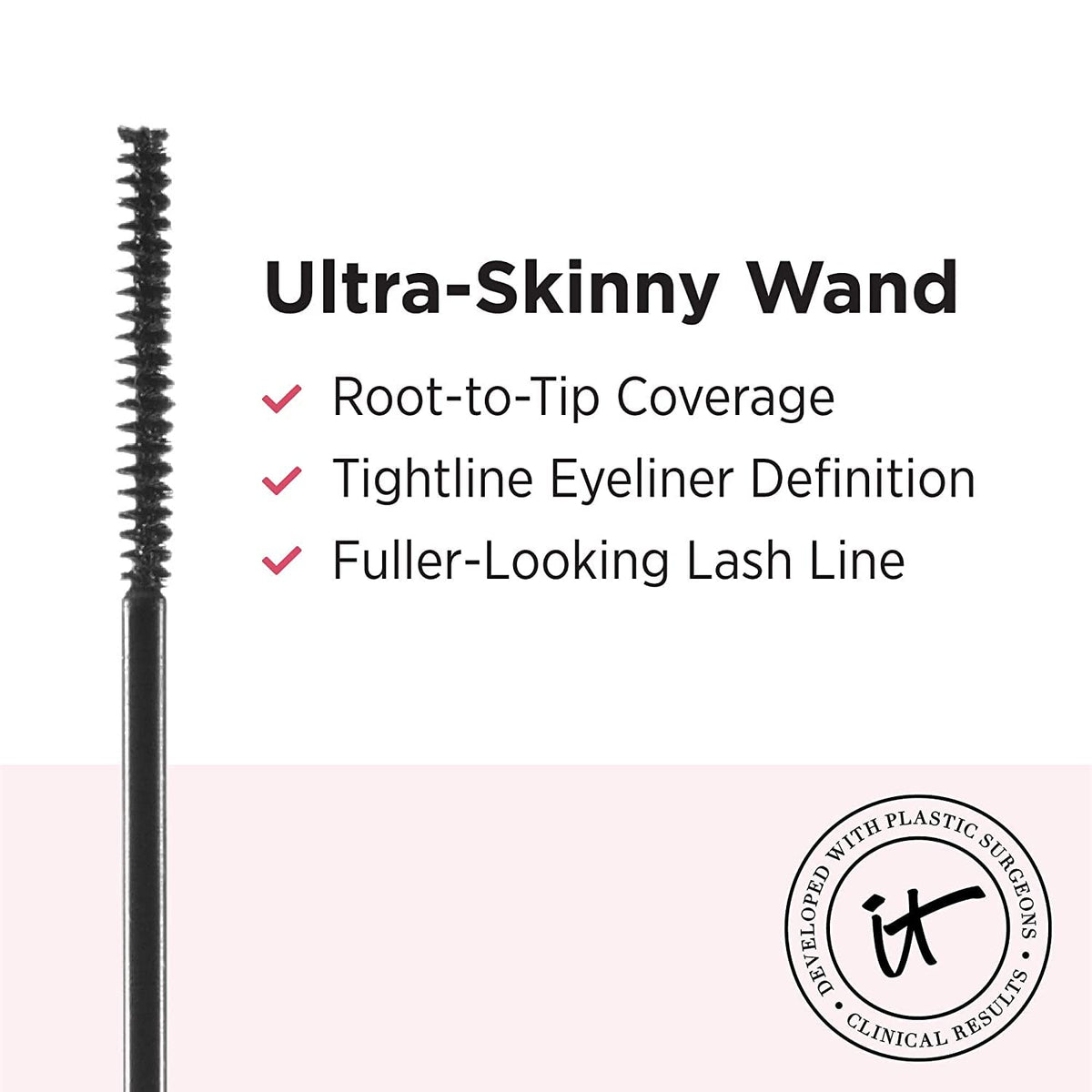 IT Cosmetics Tightline applied to lashes demonstrating tightline definition and length