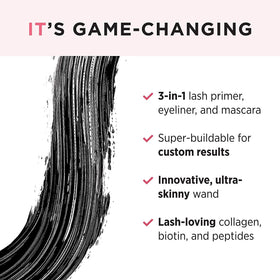 IT Cosmetics Tightline black formula swiped to show smooth texture and pigmentation