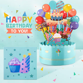 ITABLETAS 3D birthday card open displaying pop-up design and personalizeable message